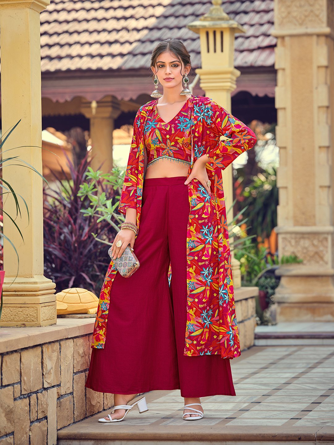Premium Silk Indo - Western 3 - Piece Co - Ord Set - Your ConnorPremium Silk Indo - Western 3 - Piece Co - Ord SetYour Connor