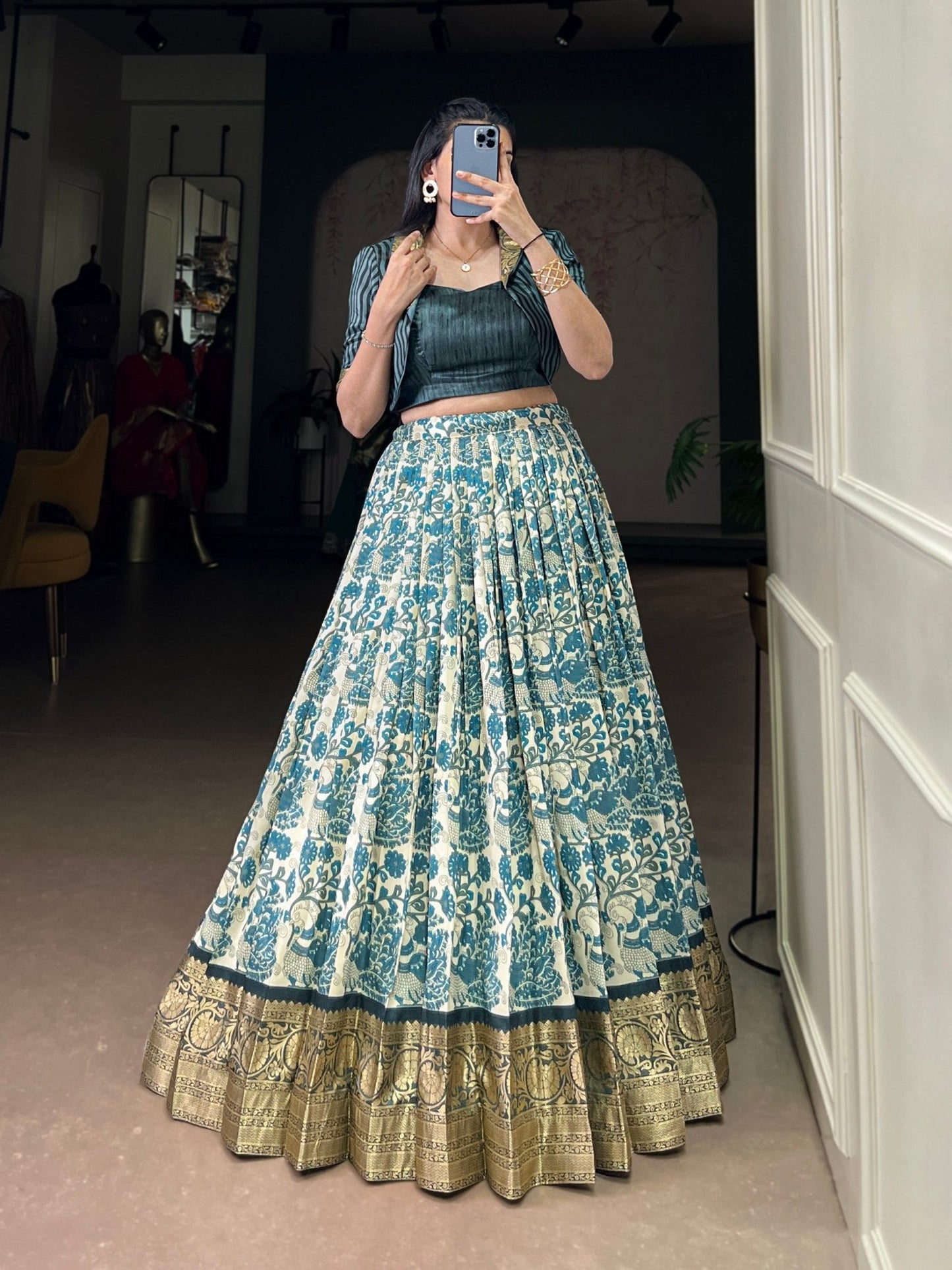 Tasar Silk Printed Co - ord Set Lehenga - Your ConnorTasar Silk Printed Co - ord Set LehengaYour Connor