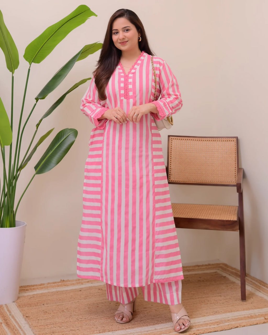 Pastel Striped Everyday Ethnic Co-Ord Set