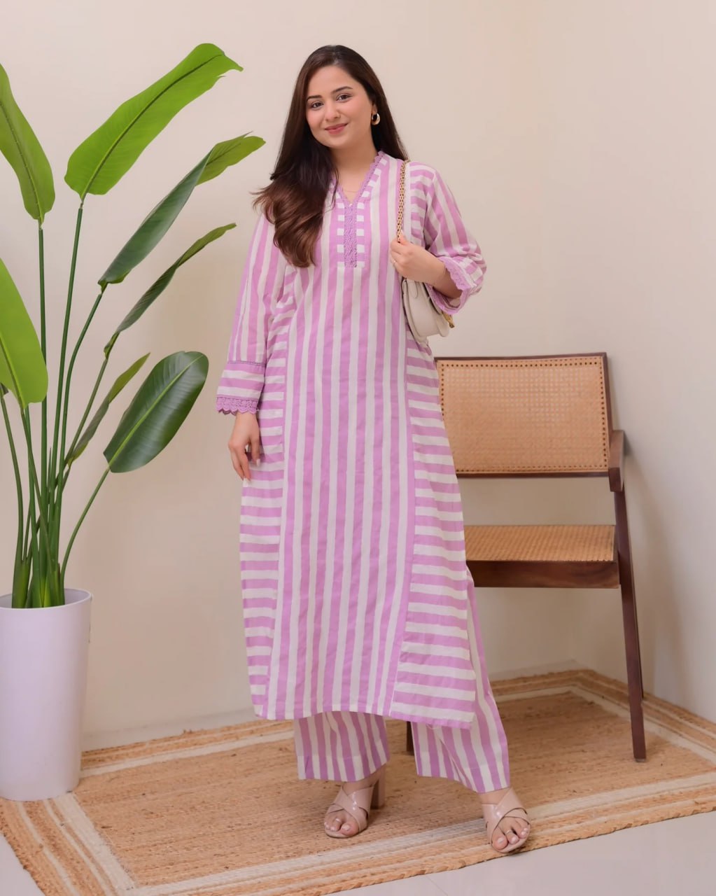 Pastel Striped Everyday Ethnic Co-Ord Set
