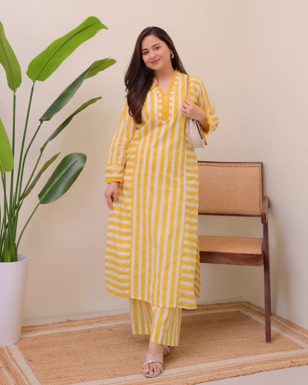 Pastel Striped Everyday Ethnic Co-Ord Set