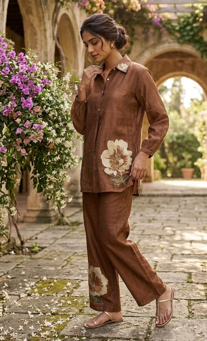 Brown Thread Work Co-Ord Set