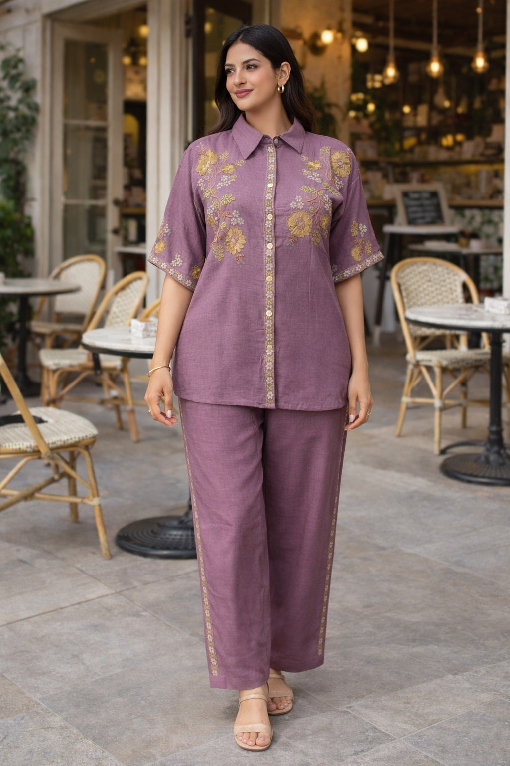 Cotton Embroidery Co-Ord Set