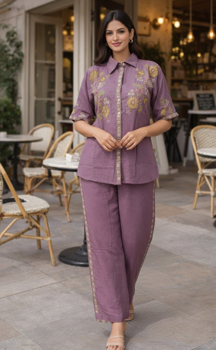 Cotton Embroidery Co-Ord Set