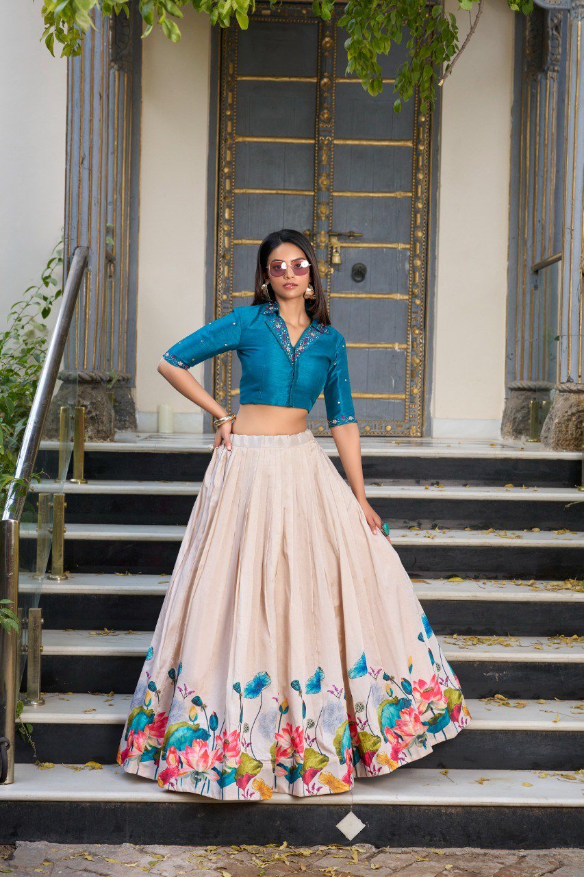 Anaya Tussar Silk Floral Co - ord Set Lehenga - Your ConnorAnaya Tussar Silk Floral Co - ord Set LehengaYour Connor