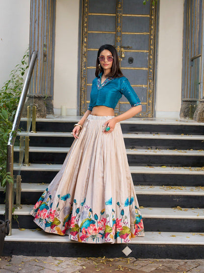 Anaya Tussar Silk Floral Co - ord Set Lehenga - Your ConnorAnaya Tussar Silk Floral Co - ord Set LehengaYour Connor