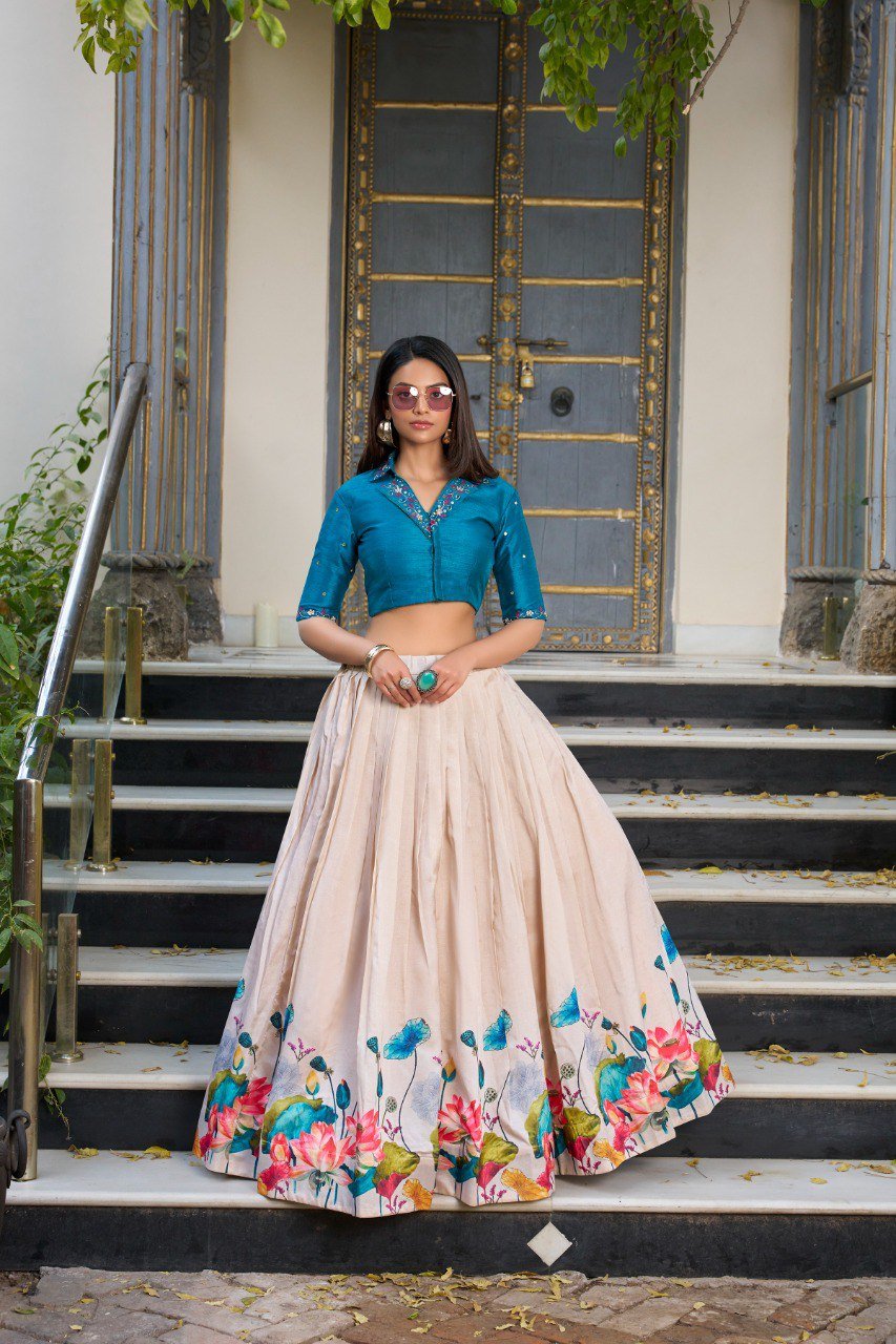 Anaya Tussar Silk Floral Co - ord Set Lehenga - Your ConnorAnaya Tussar Silk Floral Co - ord Set LehengaYour Connor
