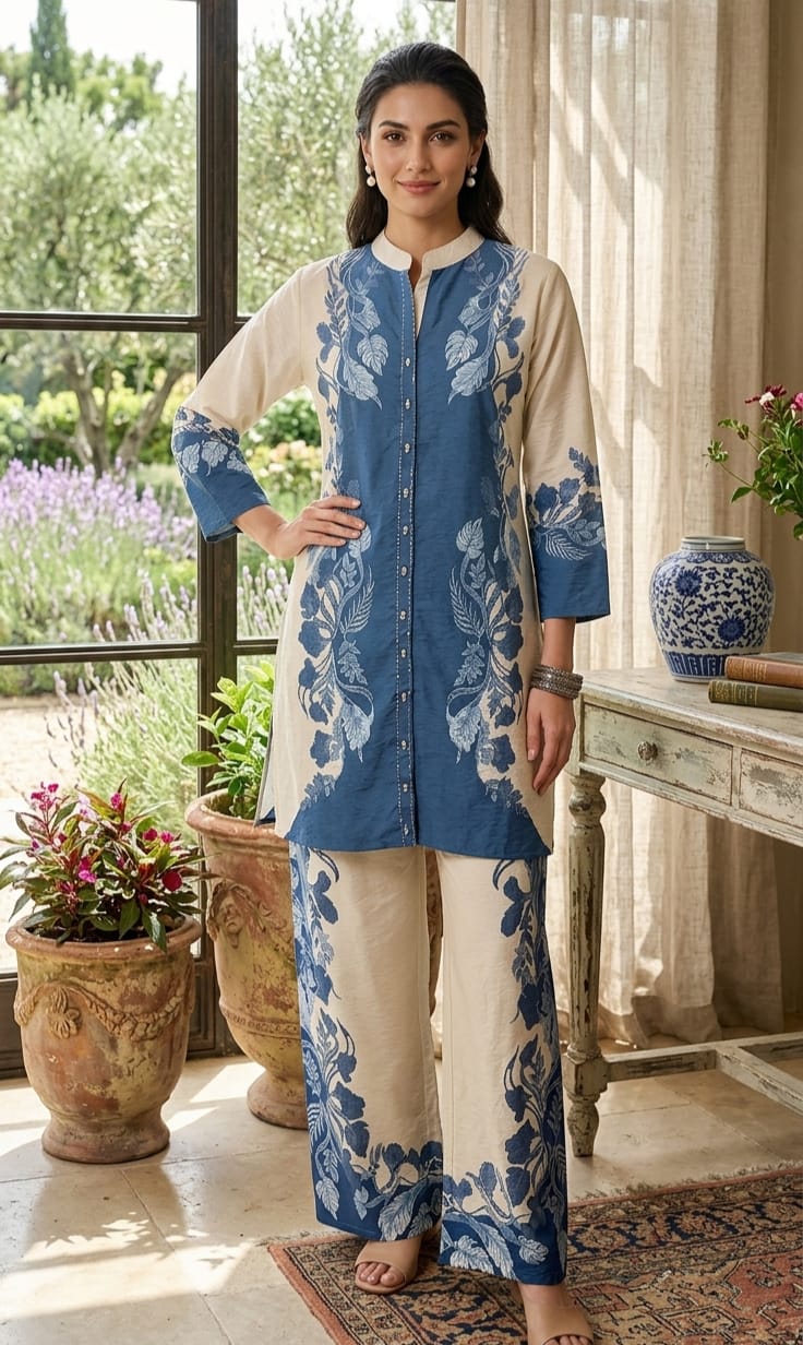 Blue & Cream Button Co - Ord Set - Your ConnorBlue & Cream Button Co - Ord SetYour Connor