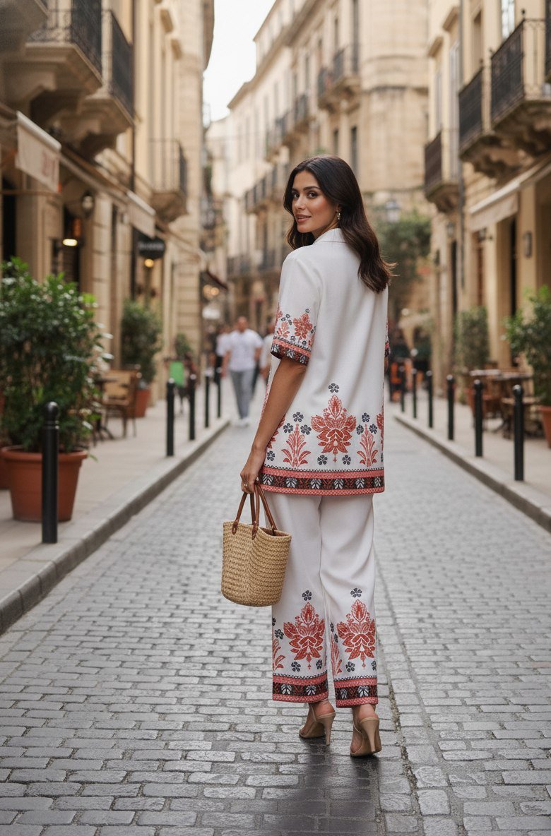 Cotton Printed Co - Ord Set - White - Your ConnorCotton Printed Co - Ord Set - WhiteYour Connor
