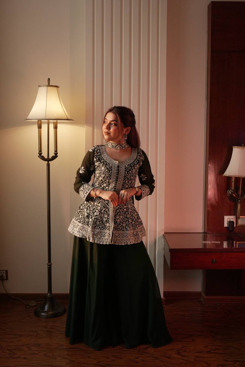 Embroidered Peplum Top with Palazzo Pair - Your ConnorEmbroidered Peplum Top with Palazzo PairYour Connor