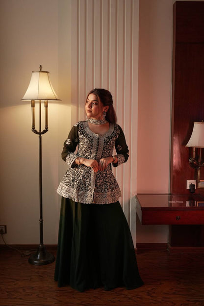 Embroidered Peplum Top with Palazzo Pair - Your ConnorEmbroidered Peplum Top with Palazzo PairYour Connor