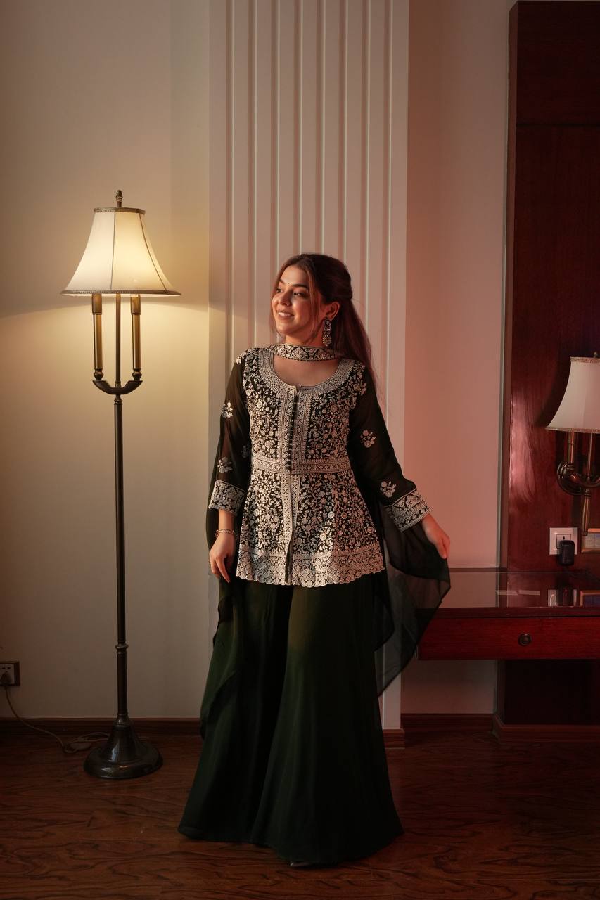 Embroidered Peplum Top with Palazzo Pair - Your ConnorEmbroidered Peplum Top with Palazzo PairYour Connor