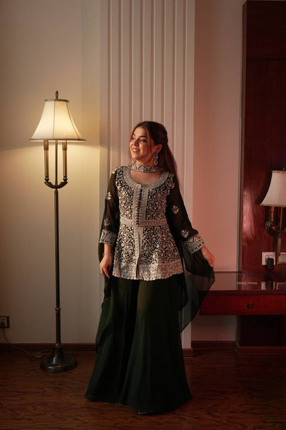 Embroidered Peplum Top with Palazzo Pair - Your ConnorEmbroidered Peplum Top with Palazzo PairYour Connor