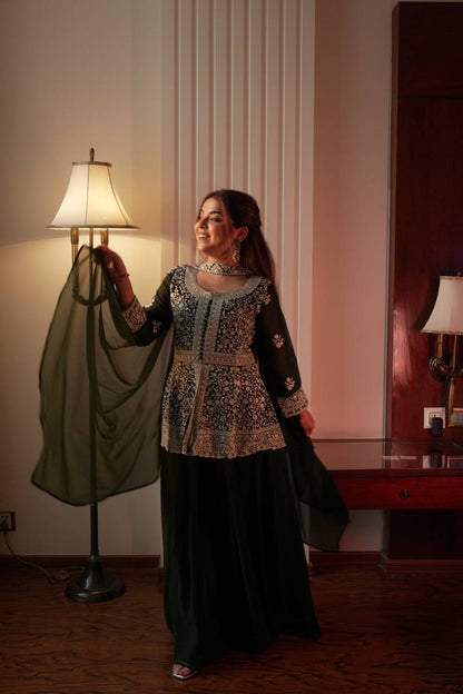 Embroidered Peplum Top with Palazzo Pair - Your ConnorEmbroidered Peplum Top with Palazzo PairYour Connor