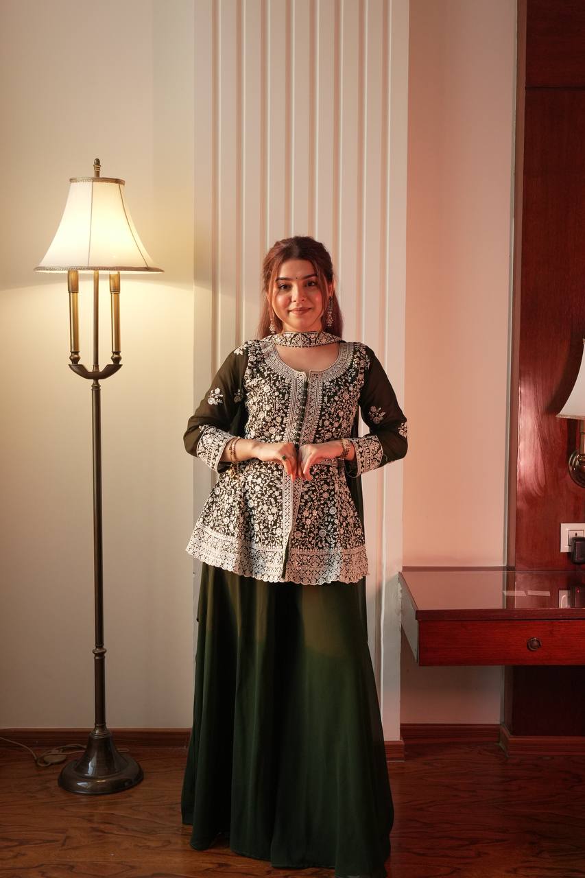 Embroidered Peplum Top with Palazzo Pair - Your ConnorEmbroidered Peplum Top with Palazzo PairYour Connor