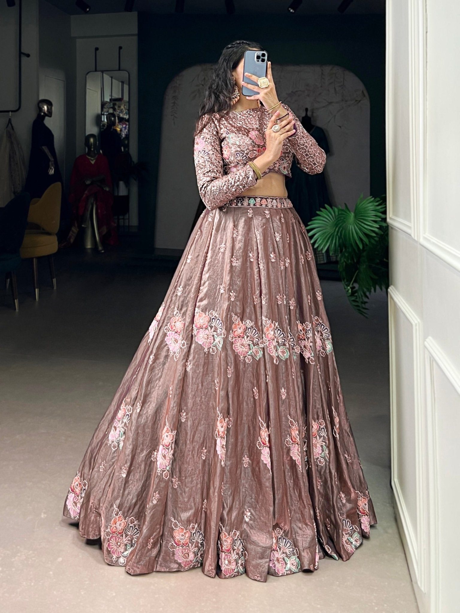 Fendi Sequins & Embroidery Co - ord Set Lehenga - Your ConnorFendi Sequins & Embroidery Co - ord Set LehengaYour Connor