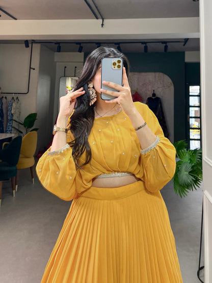 Georgette Co - ord Lehenga Set - Yellow - Your ConnorGeorgette Co - ord Lehenga Set - YellowYour Connor
