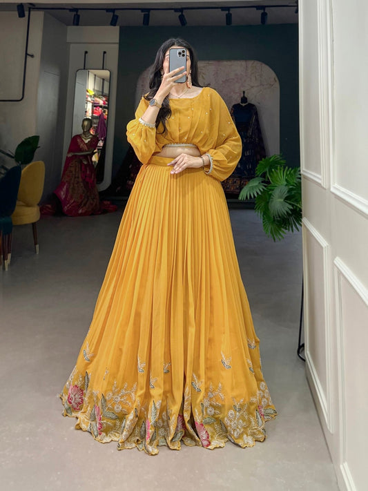 Georgette Co - ord Lehenga Set - Yellow - Your ConnorGeorgette Co - ord Lehenga Set - YellowYour Connor