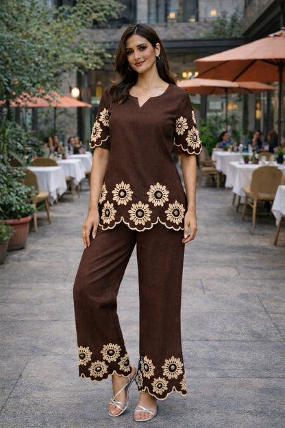 Midnight Flora Scalloped Co Ord Set - Your ConnorMidnight Flora Scalloped Co Ord SetYour Connor