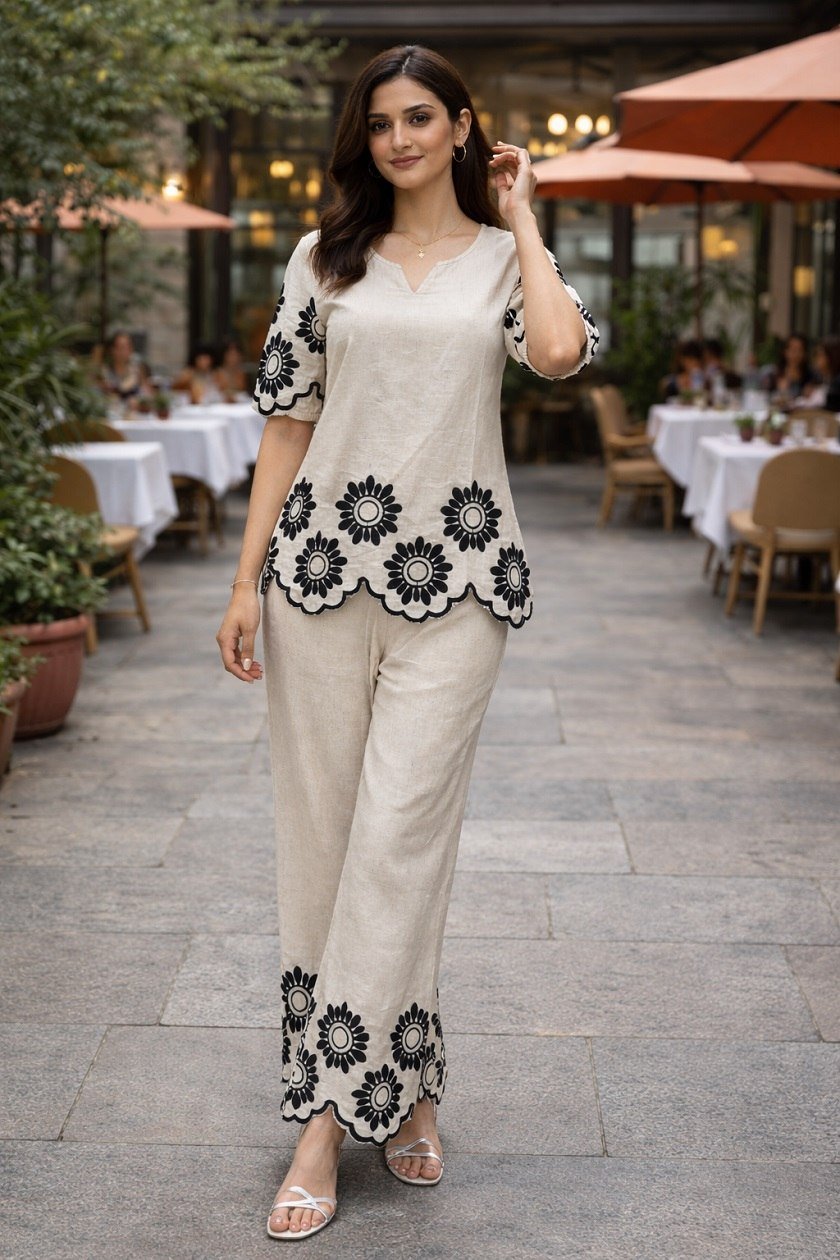 Midnight Flora Scalloped Co Ord Set - Your ConnorMidnight Flora Scalloped Co Ord SetYour Connor