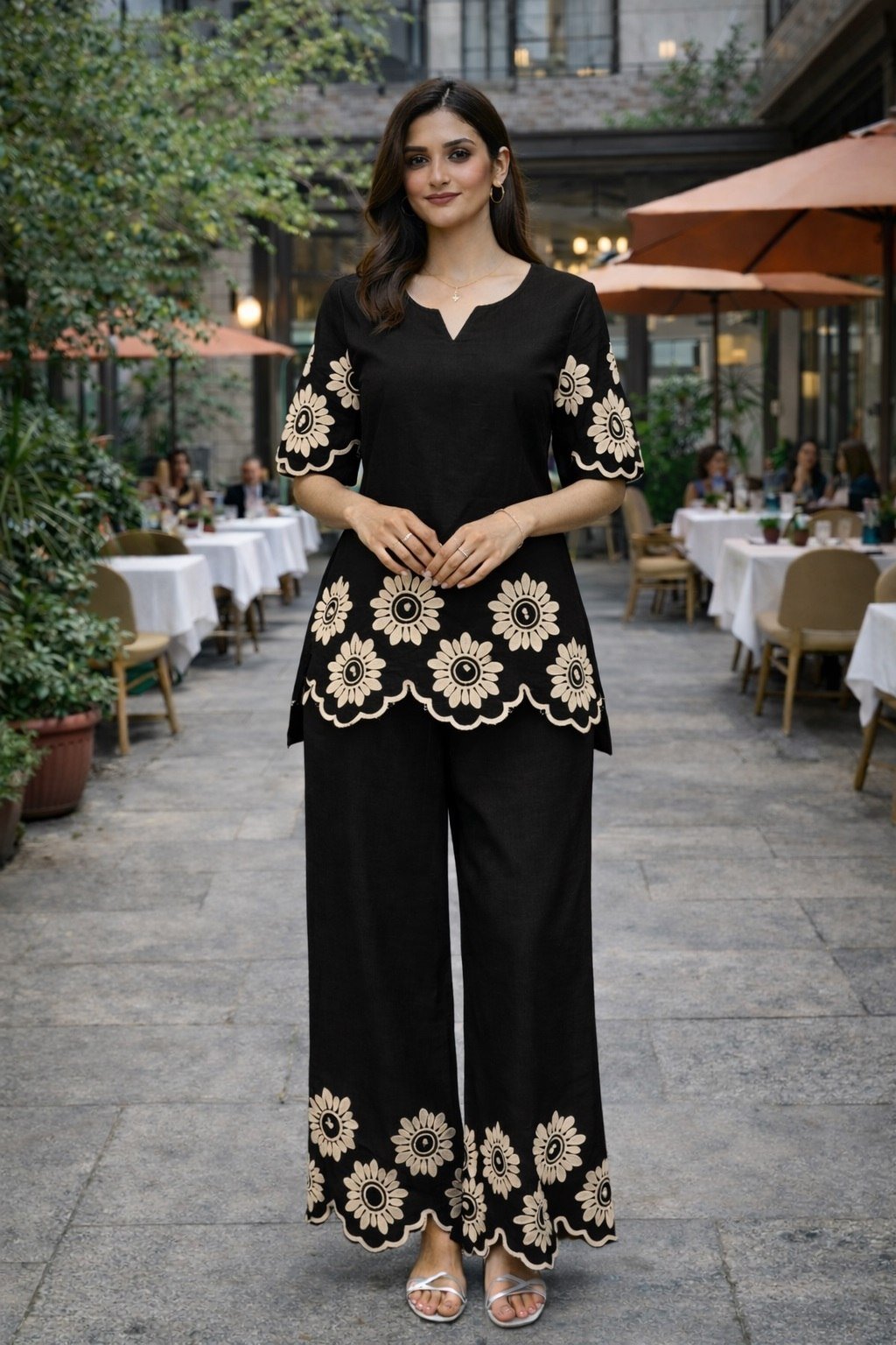 Midnight Flora Scalloped Co Ord Set - Your ConnorMidnight Flora Scalloped Co Ord SetYour Connor