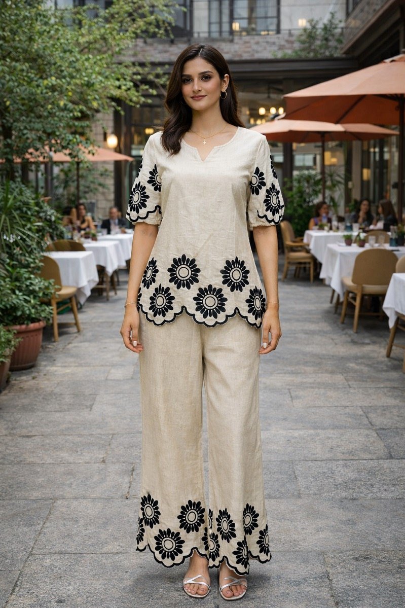 Midnight Flora Scalloped Co Ord Set - Your ConnorMidnight Flora Scalloped Co Ord SetYour Connor