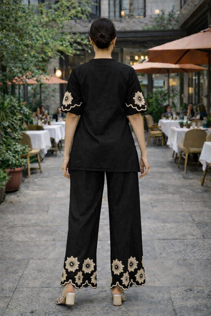 Midnight Flora Scalloped Co Ord Set - Your ConnorMidnight Flora Scalloped Co Ord SetYour Connor