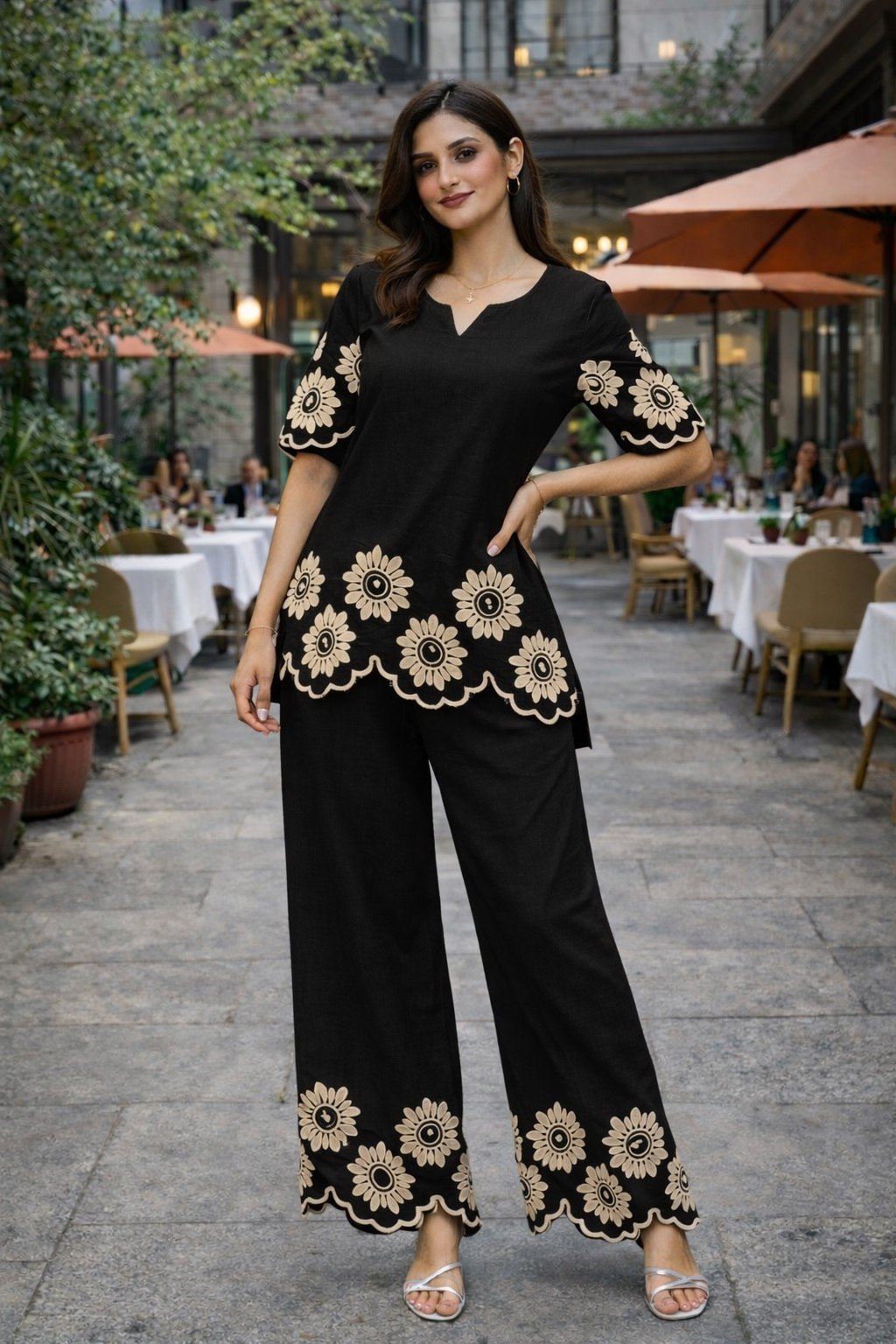 Midnight Flora Scalloped Co Ord Set - Your ConnorMidnight Flora Scalloped Co Ord SetYour Connor
