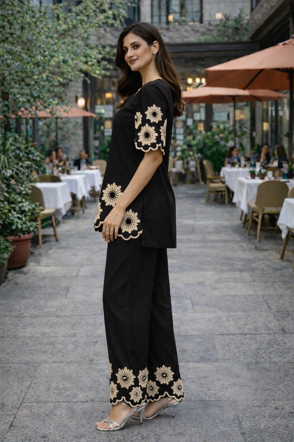 Midnight Flora Scalloped Co Ord Set - Your ConnorMidnight Flora Scalloped Co Ord SetYour Connor