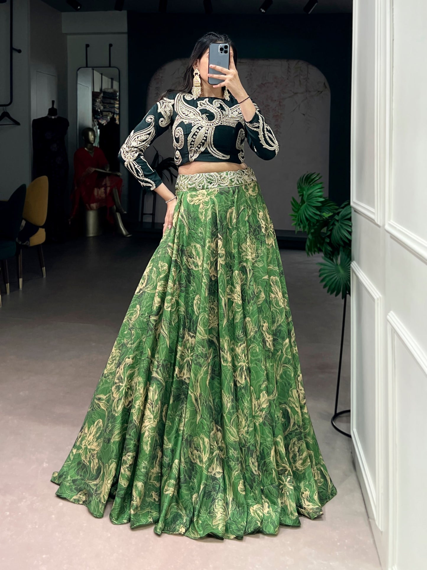 Tasar Silk Floral Lehenga Co-ord Set