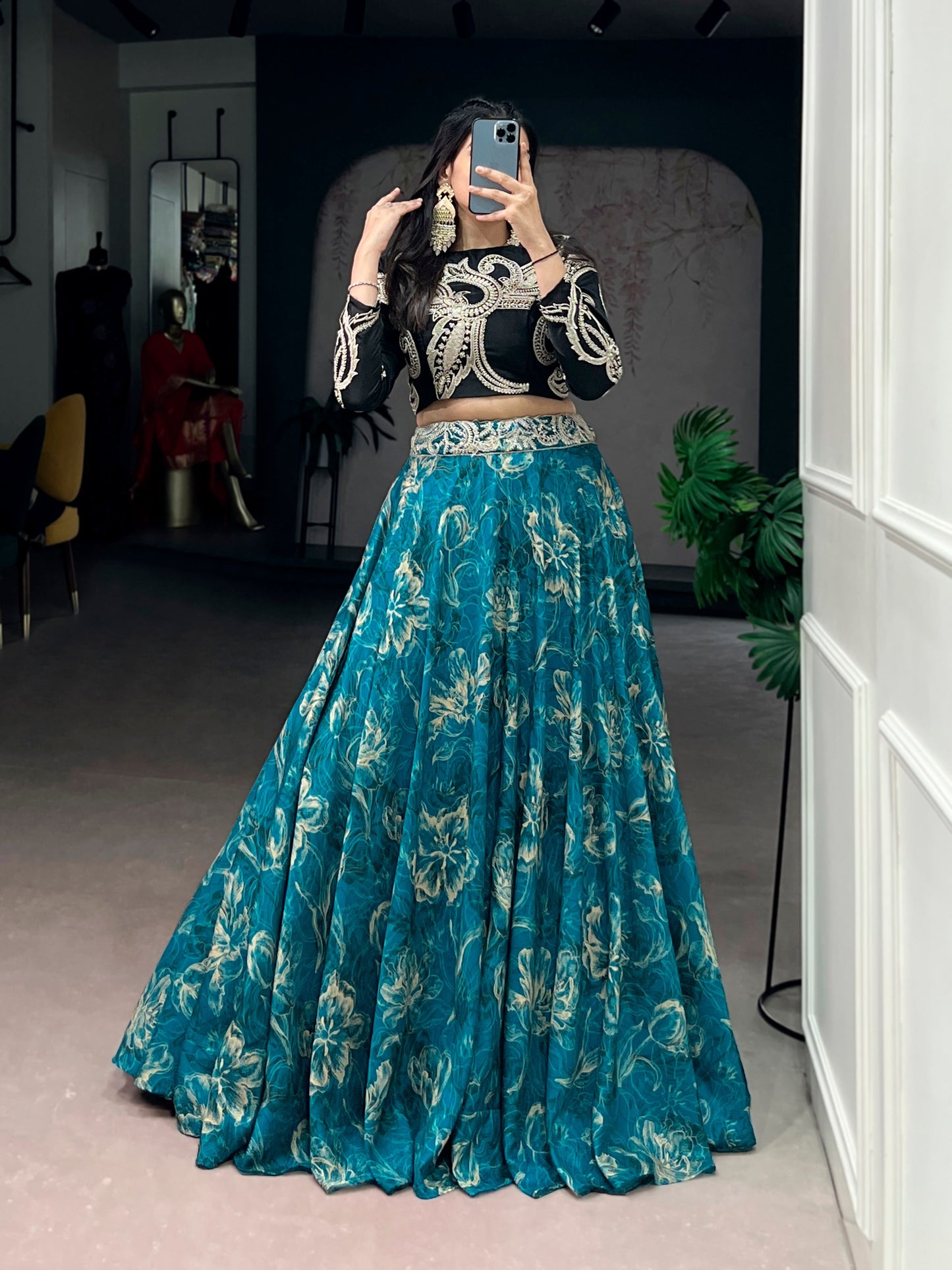 Tasar Silk Floral Lehenga Co-ord Set