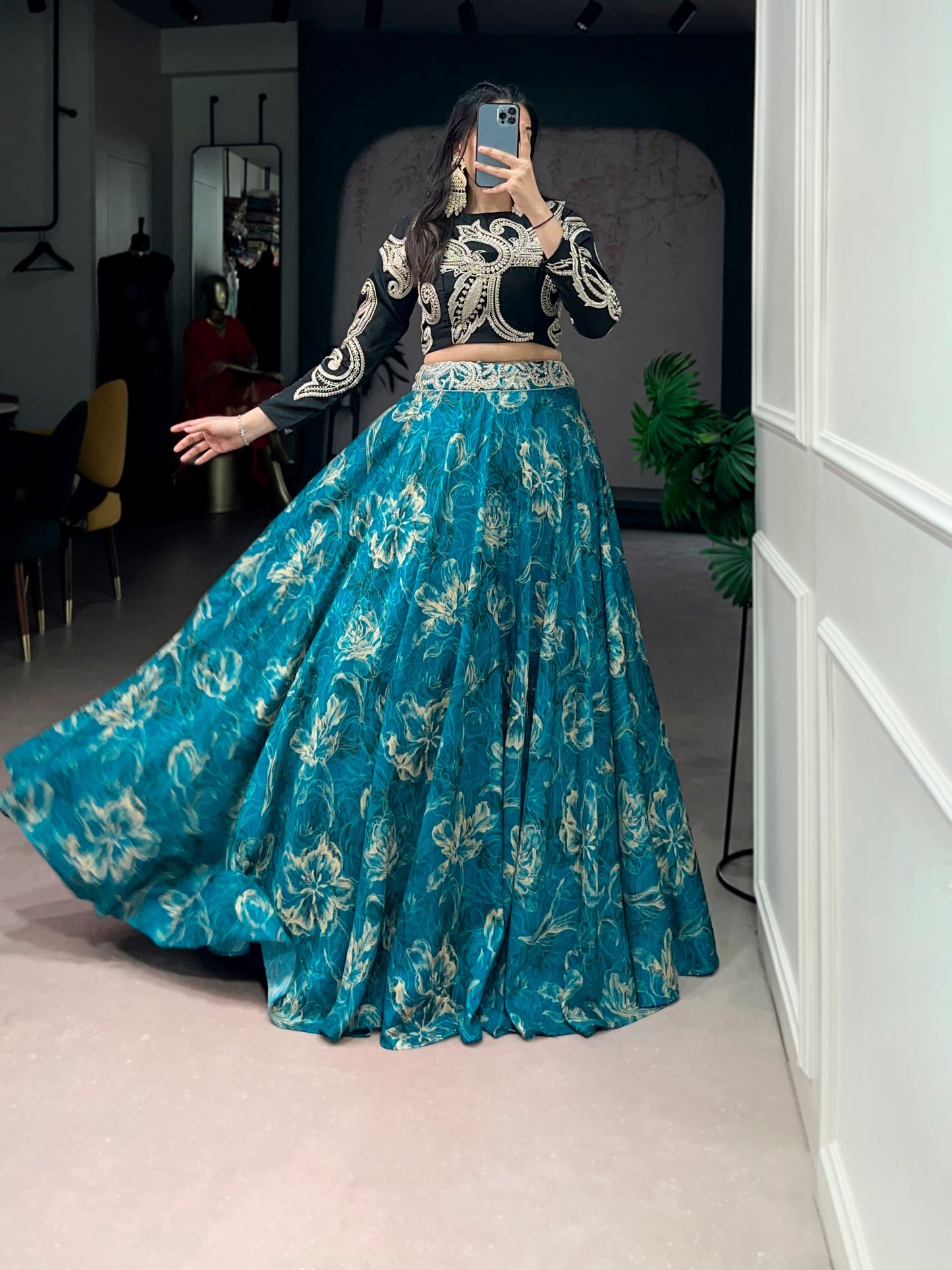 Tasar Silk Floral Lehenga Co-ord Set