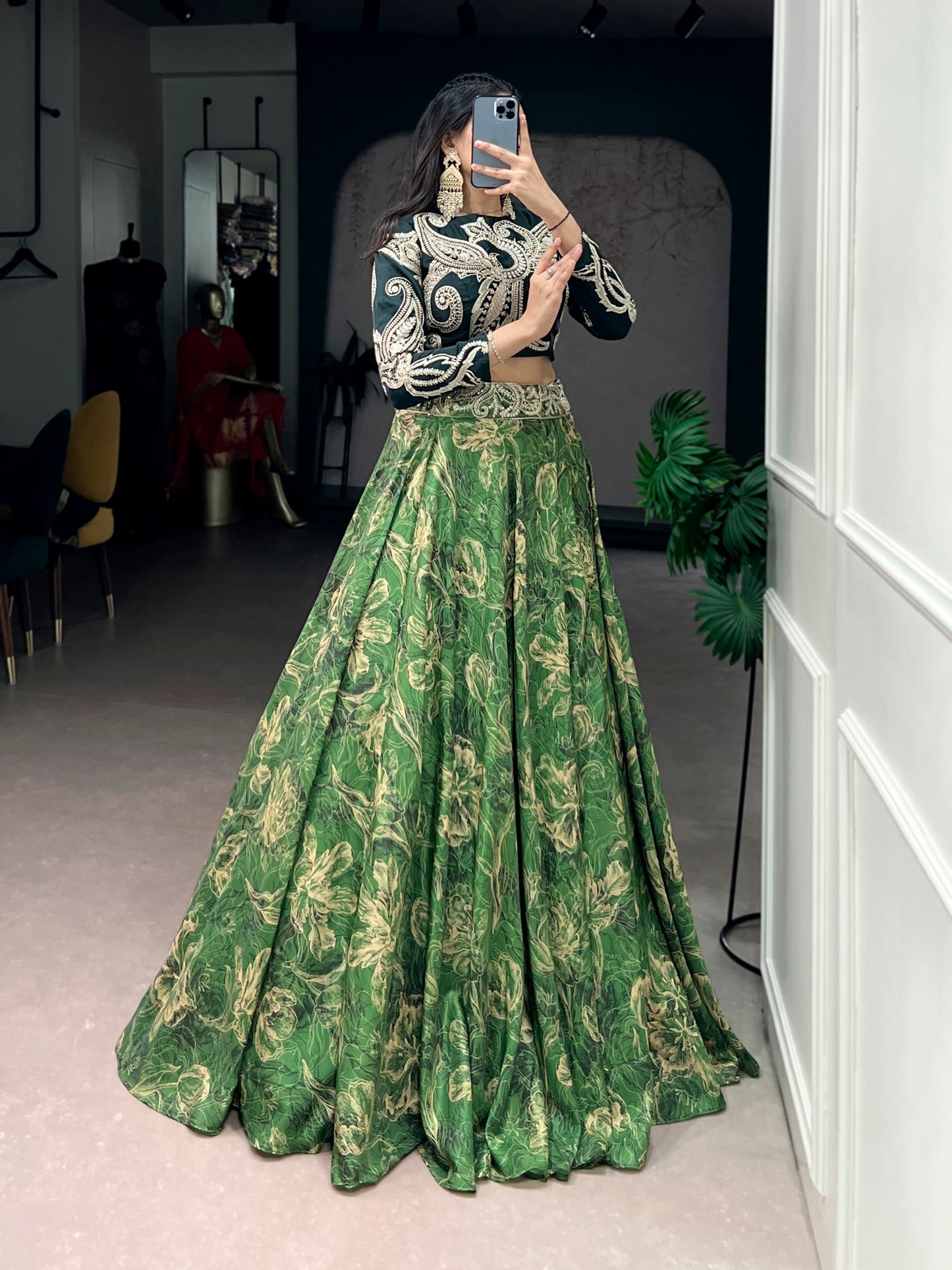 Tasar Silk Floral Lehenga Co-ord Set