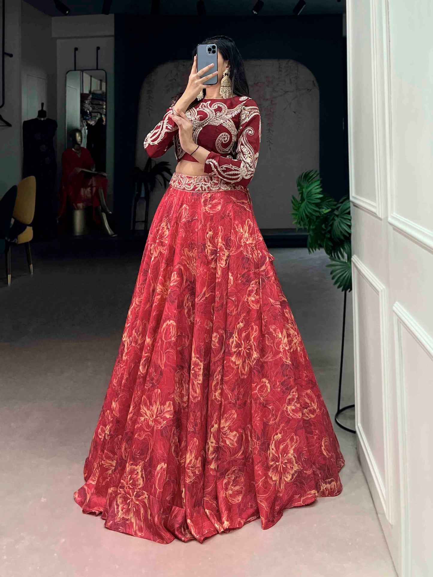 Tasar Silk Floral Lehenga Co-ord Set