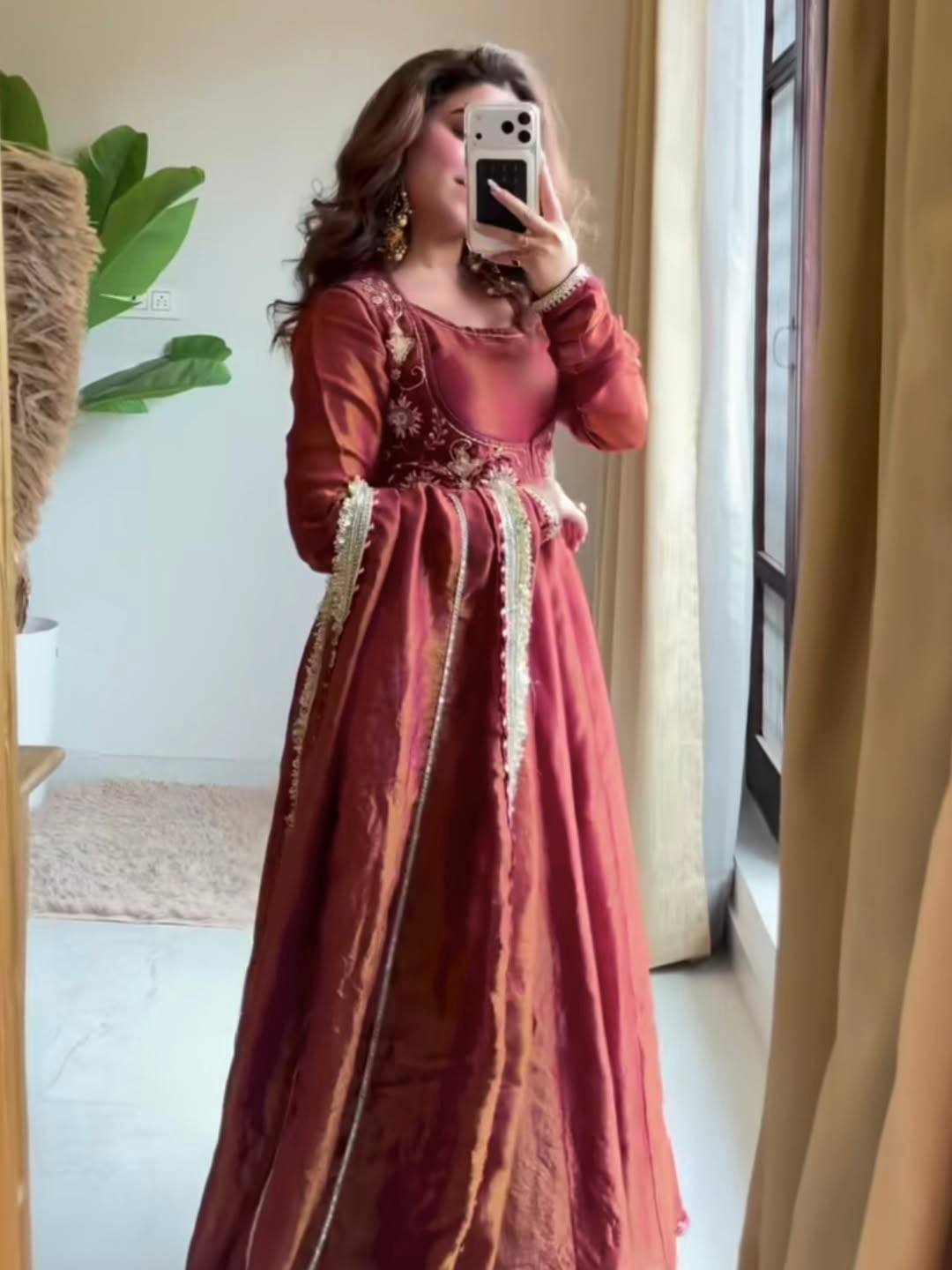 Designer Maxi Anarkali Suit With Koti Work & Fancy Dupatta