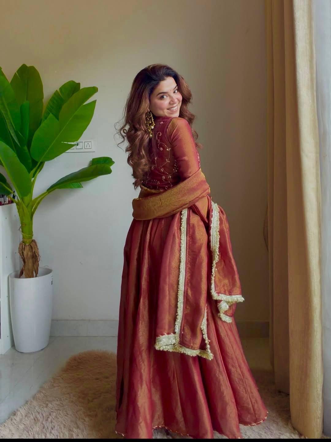 Designer Maxi Anarkali Suit With Koti Work & Fancy Dupatta