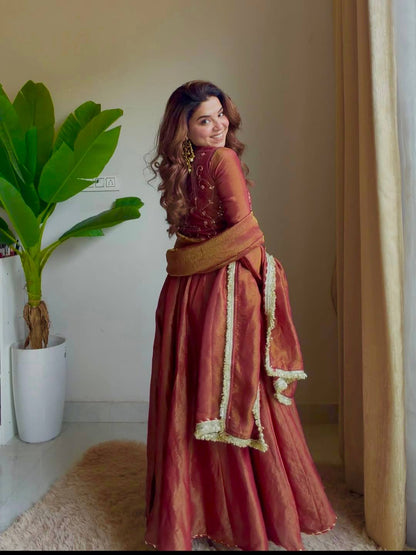 Designer Maxi Anarkali Suit With Koti Work & Fancy Dupatta