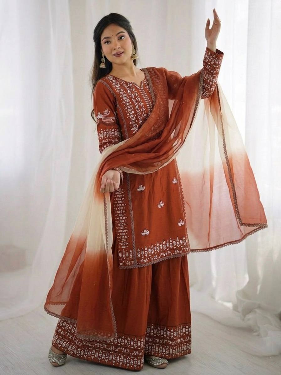 Heavy Embroidery Sequence Ethnic Suit Set