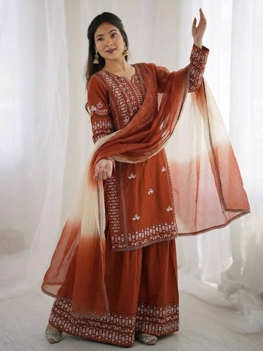 Heavy Embroidery Sequence Ethnic Suit Set