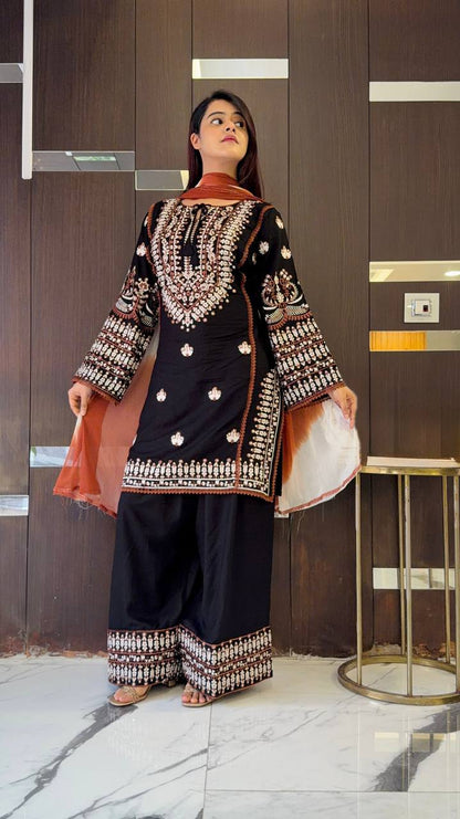 Heavy Embroidery Sequence Ethnic Suit Set