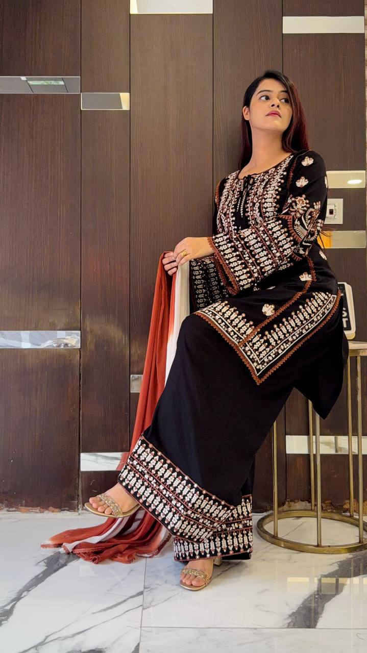 Heavy Embroidery Sequence Ethnic Suit Set