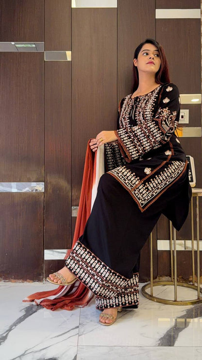 Heavy Embroidery Sequence Ethnic Suit Set