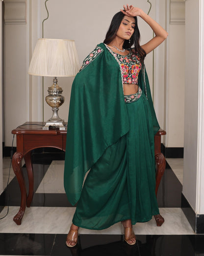Premium Indo - Western Drape Skirt Set – Emerald Green - Your ConnorPremium Indo - Western Drape Skirt Set – Emerald GreenYour Connor