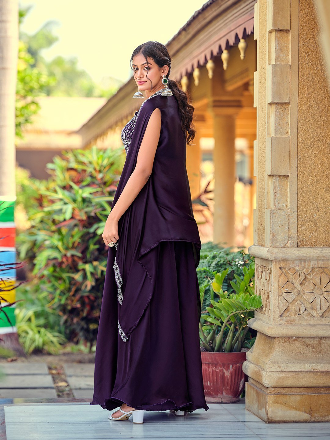 Premium Indo - Western Set - Purple (Satin Silk) - Your ConnorPremium Indo - Western Set - Purple (Satin Silk)Your Connor