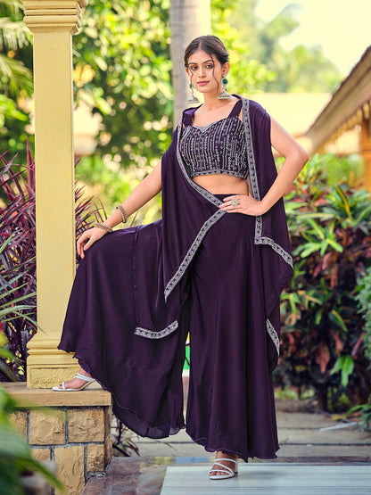 Premium Indo - Western Set - Purple (Satin Silk) - Your ConnorPremium Indo - Western Set - Purple (Satin Silk)Your Connor