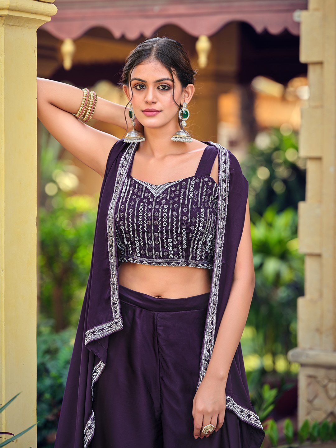Premium Indo - Western Set - Purple (Satin Silk) - Your ConnorPremium Indo - Western Set - Purple (Satin Silk)Your Connor