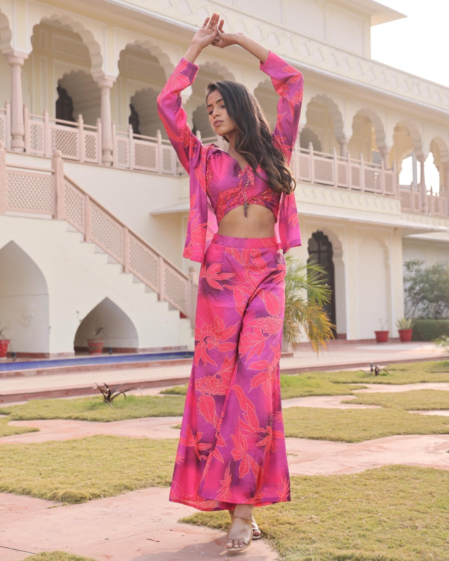 Premium Silk Indo - Western Floral 3 - Piece Set - Multi - Your ConnorPremium Silk Indo - Western Floral 3 - Piece Set - MultiYour Connor