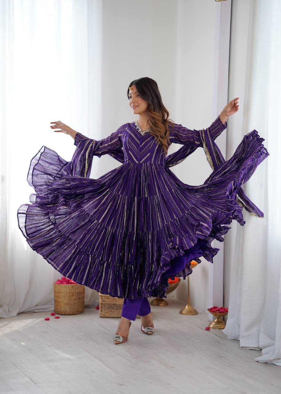 Ruffle Gown with Real Mirror Handwork Set - Your ConnorRuffle Gown with Real Mirror Handwork SetYour Connor