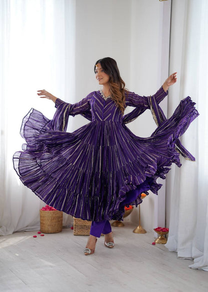 Ruffle Gown with Real Mirror Handwork Set - Your ConnorRuffle Gown with Real Mirror Handwork SetYour Connor