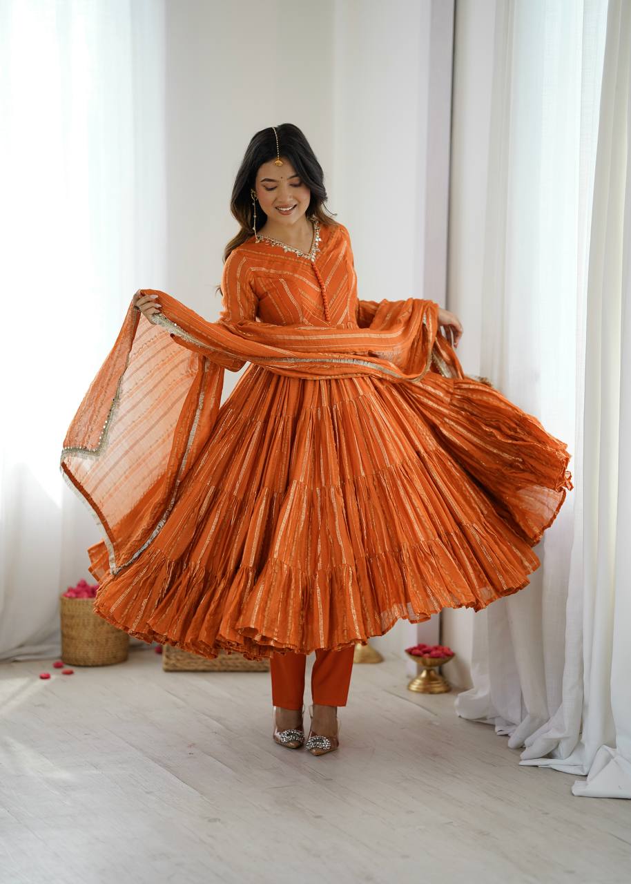 Ruffle Gown with Real Mirror Handwork Set - Your ConnorRuffle Gown with Real Mirror Handwork SetYour Connor